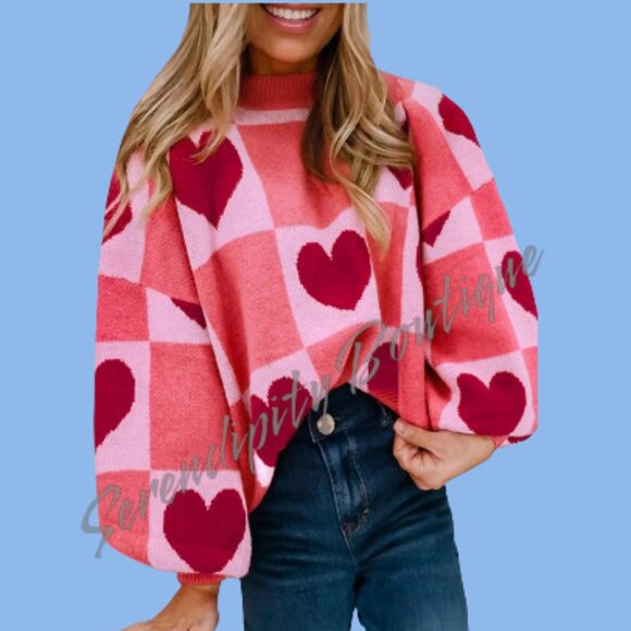 Serendipity Boutique Sweaters - Plus Size Lantern Balloon Sleeve Super Baggy Drop Shoulder Jacquard Sweater